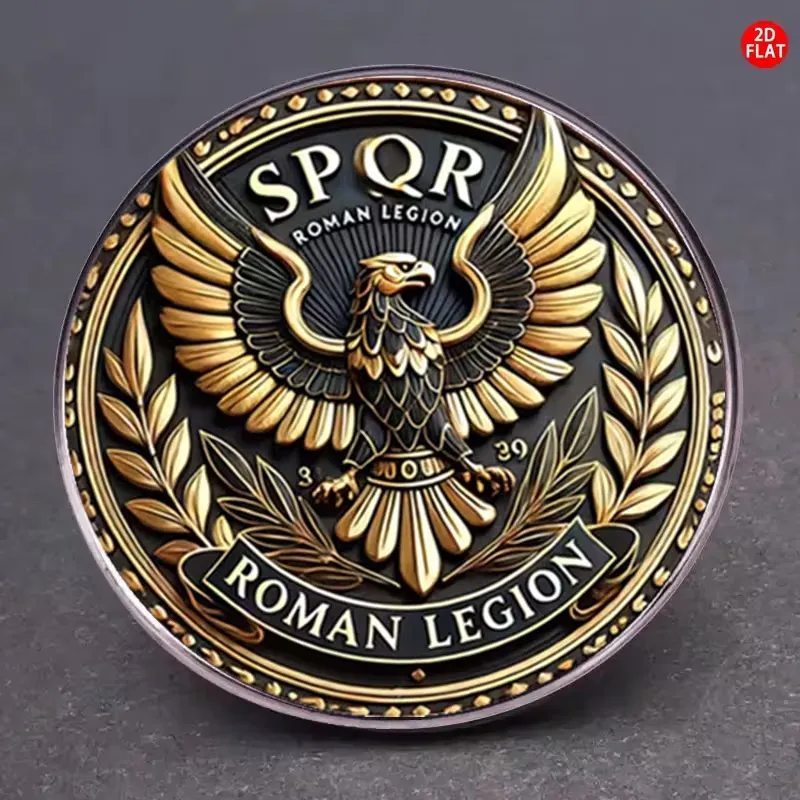 Roman Legion Eagle Brooch – 2D Flat Aquila Lapel Pin, Glass Dome & Stainless Steel Base, Vintage Historical Badge for Jackets, Bags & Coats